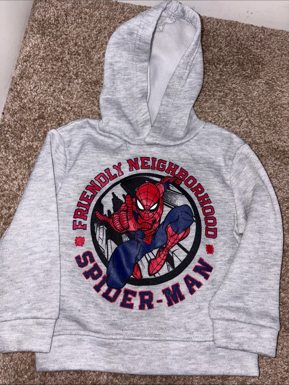 Marvel Gray Spider-Man Hooded Sweatshirt with Red & Blue Graphic